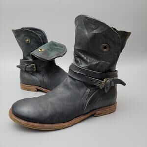 A.S.98 Biker Leather Italian Zipper Black Boho Boots EU 39